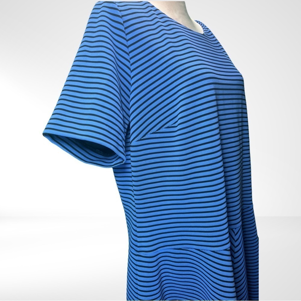 Eloquii Blue and Black Striped Fit-and-Flare Dress - Picture 4 of 6